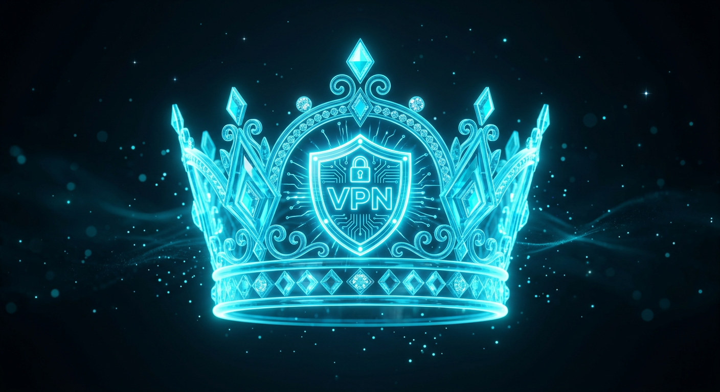A glowing VPN crown representing Premium access