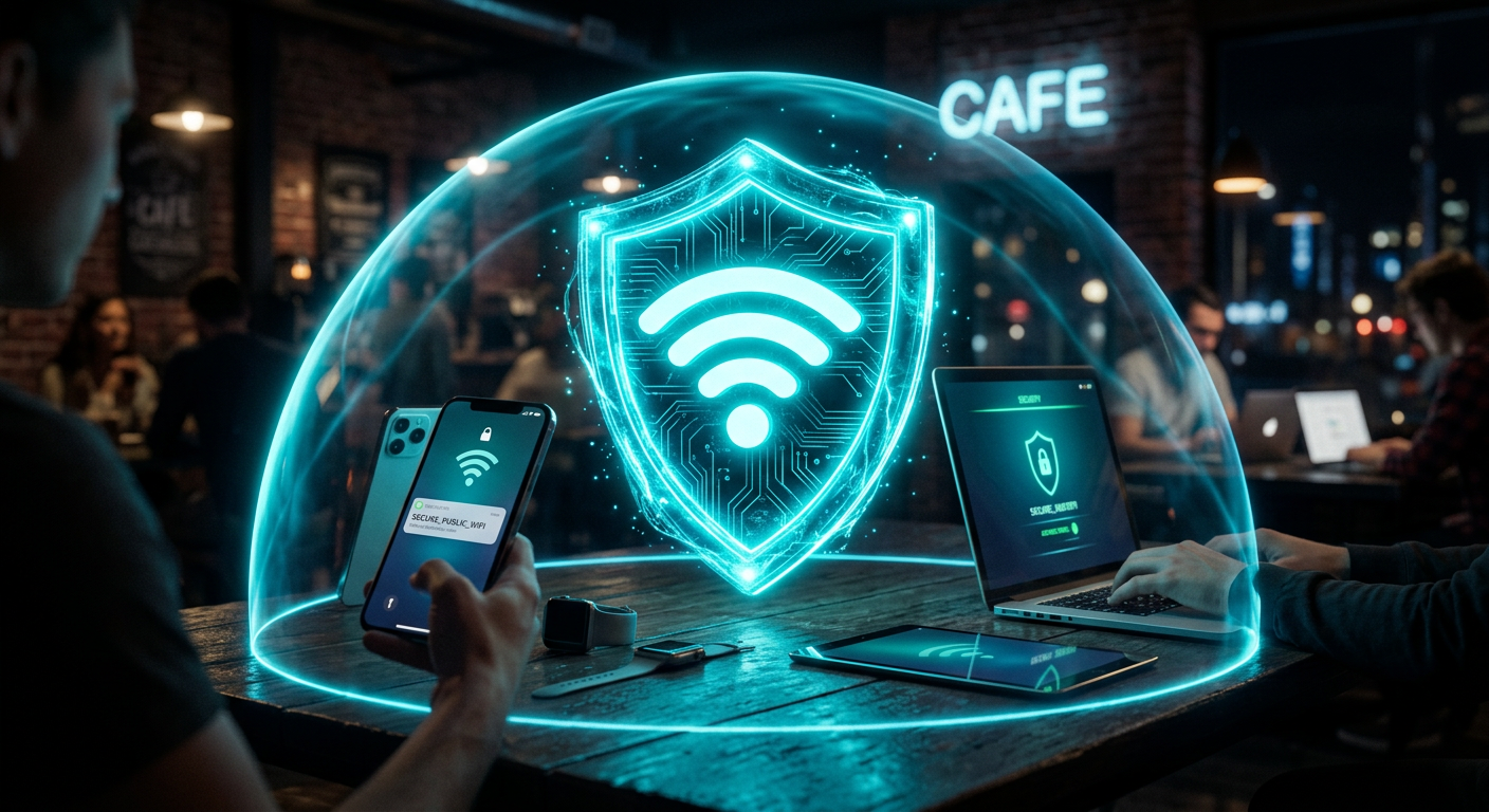 A shield protecting devices on a public Wi-Fi network
